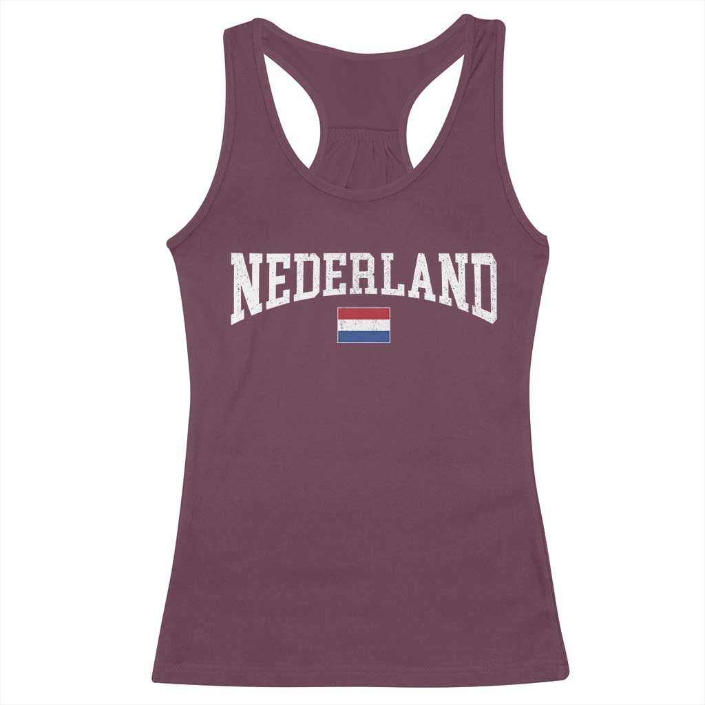 Nederland Sports Throwback Design Racerback Tank Top Vintage Dutch Holland Flag Soccer Jersey Style