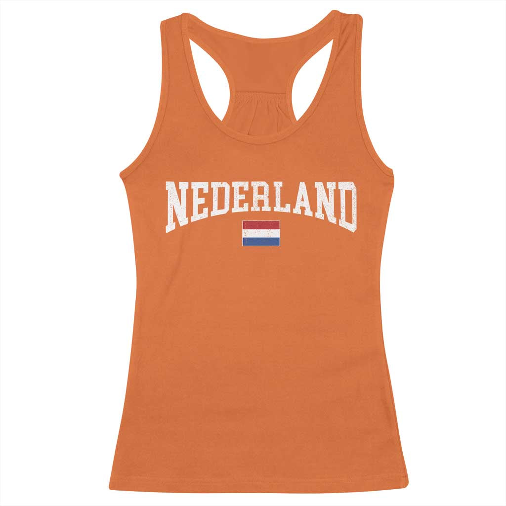 Nederland Sports Throwback Design Racerback Tank Top Vintage Dutch Holland Flag Soccer Jersey Style TS11 Orange Print Your Wear