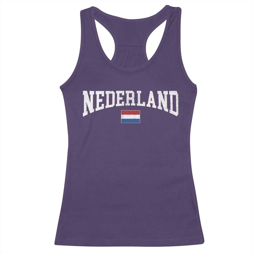 Nederland Sports Throwback Design Racerback Tank Top Vintage Dutch Holland Flag Soccer Jersey Style