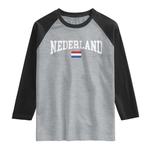 Nederland Sports Throwback Design Raglan Shirt Vintage Dutch Holland Flag Soccer Jersey Style