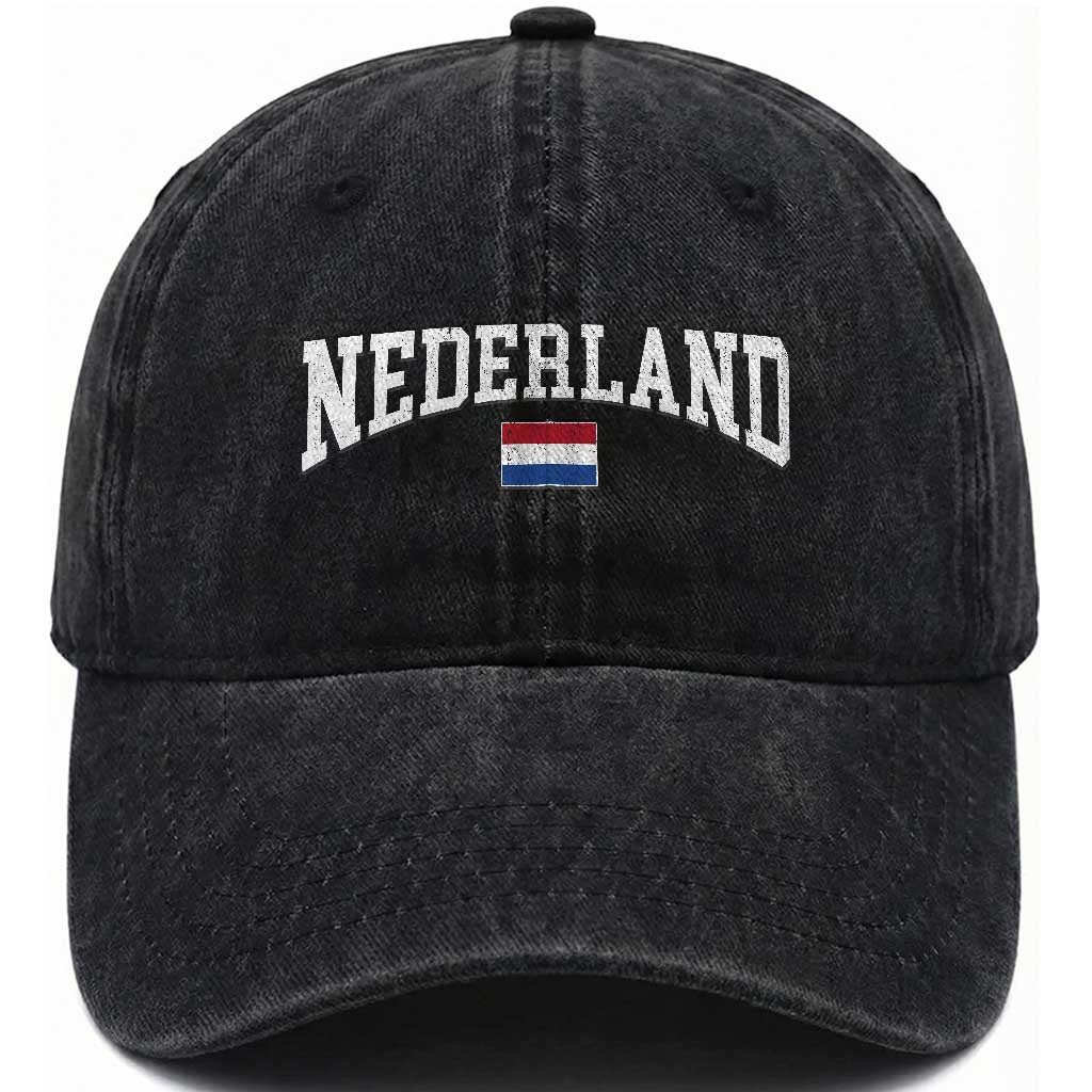 Nederland Sports Throwback Design Washed Cotton Baseball Cap Vintage Dutch Holland Flag Soccer Jersey Style TS11 Print Your Wear