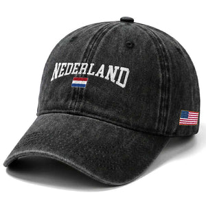 Nederland Sports Throwback Design Washed Cotton Baseball Cap Vintage Dutch Holland Flag Soccer Jersey Style
