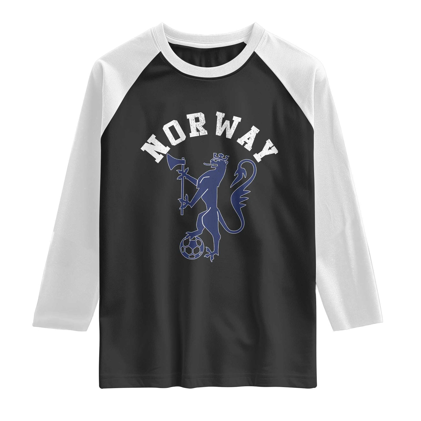 Norway Norwegian Lion Athletic Sports Jersey Style Raglan Shirt TS11 Black White Print Your Wear