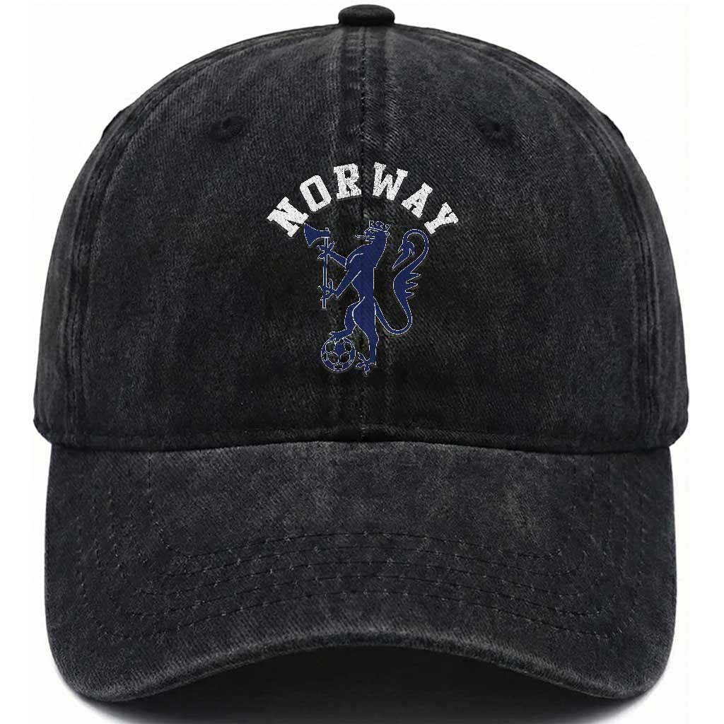 Norway Norwegian Lion Athletic Sports Jersey Style Washed Cotton Baseball Cap