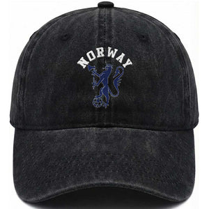 Norway Norwegian Lion Athletic Sports Jersey Style Washed Cotton Baseball Cap