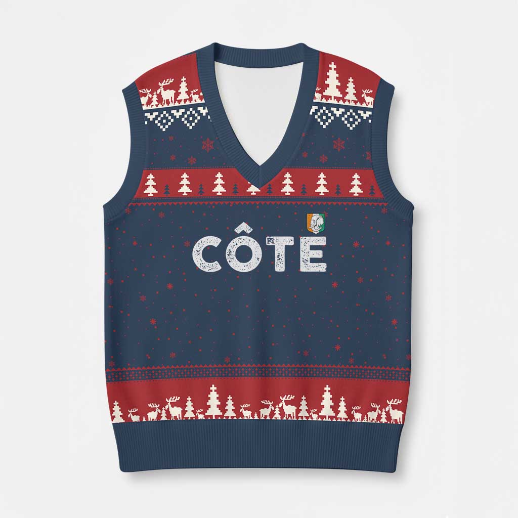 Côte D Ivoire V-Neck Knit Sweater Vest Ivory Coast Crest Football Family Matching