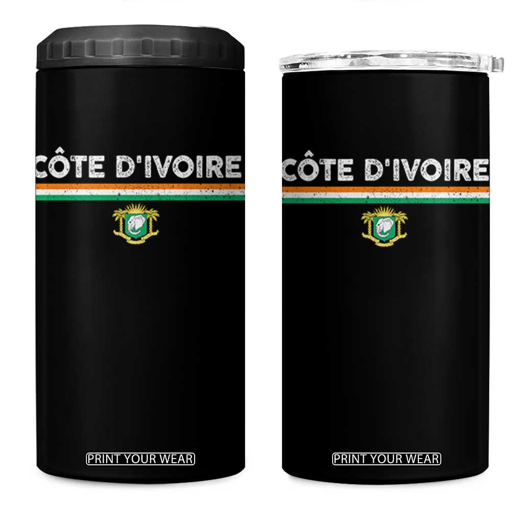 Côte D'ivoire Elephant Sporty Ivory Coast Flag 4 in 1 Can Cooler Tumbler TS11 One Size: 16 oz Black Print Your Wear