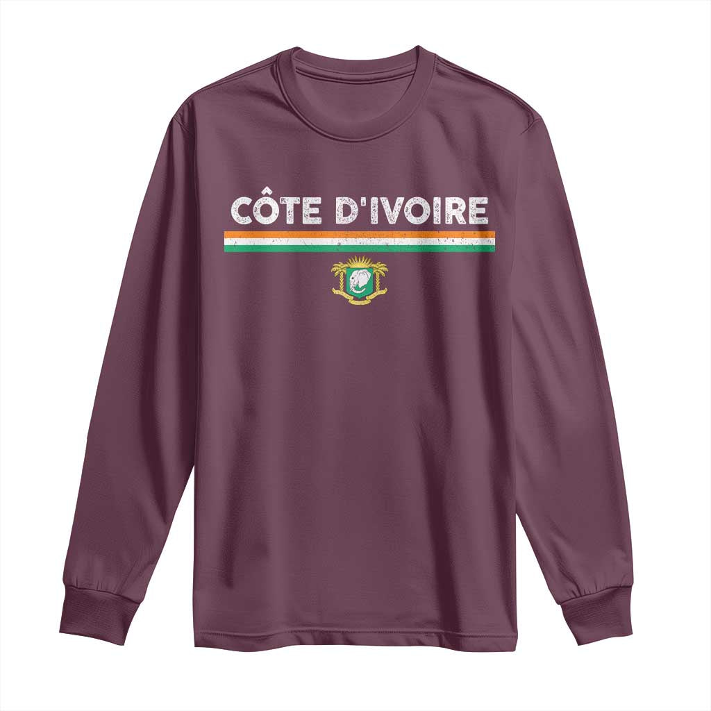 Côte D'ivoire Elephant Sporty Ivory Coast Flag Long Sleeve Shirt