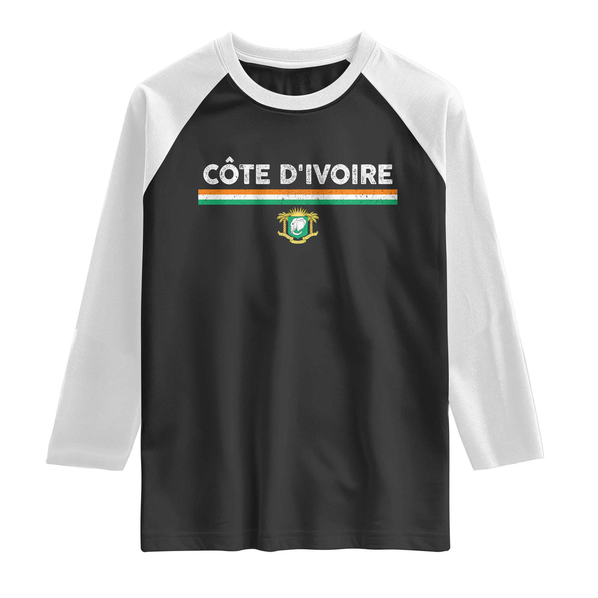 Côte D'ivoire Elephant Sporty Ivory Coast Flag Raglan Shirt