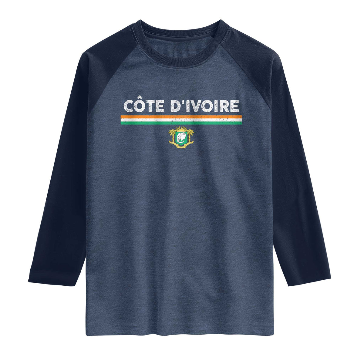 Côte D'ivoire Elephant Sporty Ivory Coast Flag Raglan Shirt