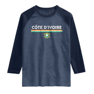 Côte D'ivoire Elephant Sporty Ivory Coast Flag Raglan Shirt
