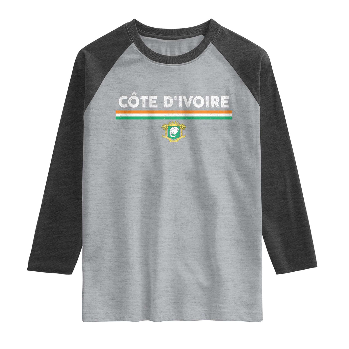 Côte D'ivoire Elephant Sporty Ivory Coast Flag Raglan Shirt