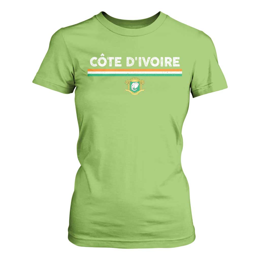 Côte D'ivoire Elephant Sporty Ivory Coast Flag T Shirt For Women