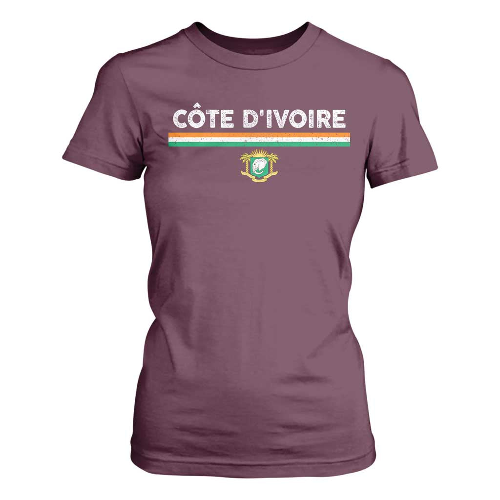 Côte D'ivoire Elephant Sporty Ivory Coast Flag T Shirt For Women