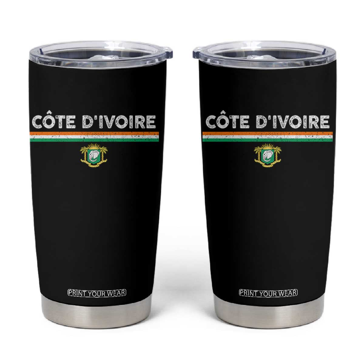 Côte D'ivoire Elephant Sporty Ivory Coast Flag Tumbler Cup TS11 Black Print Your Wear