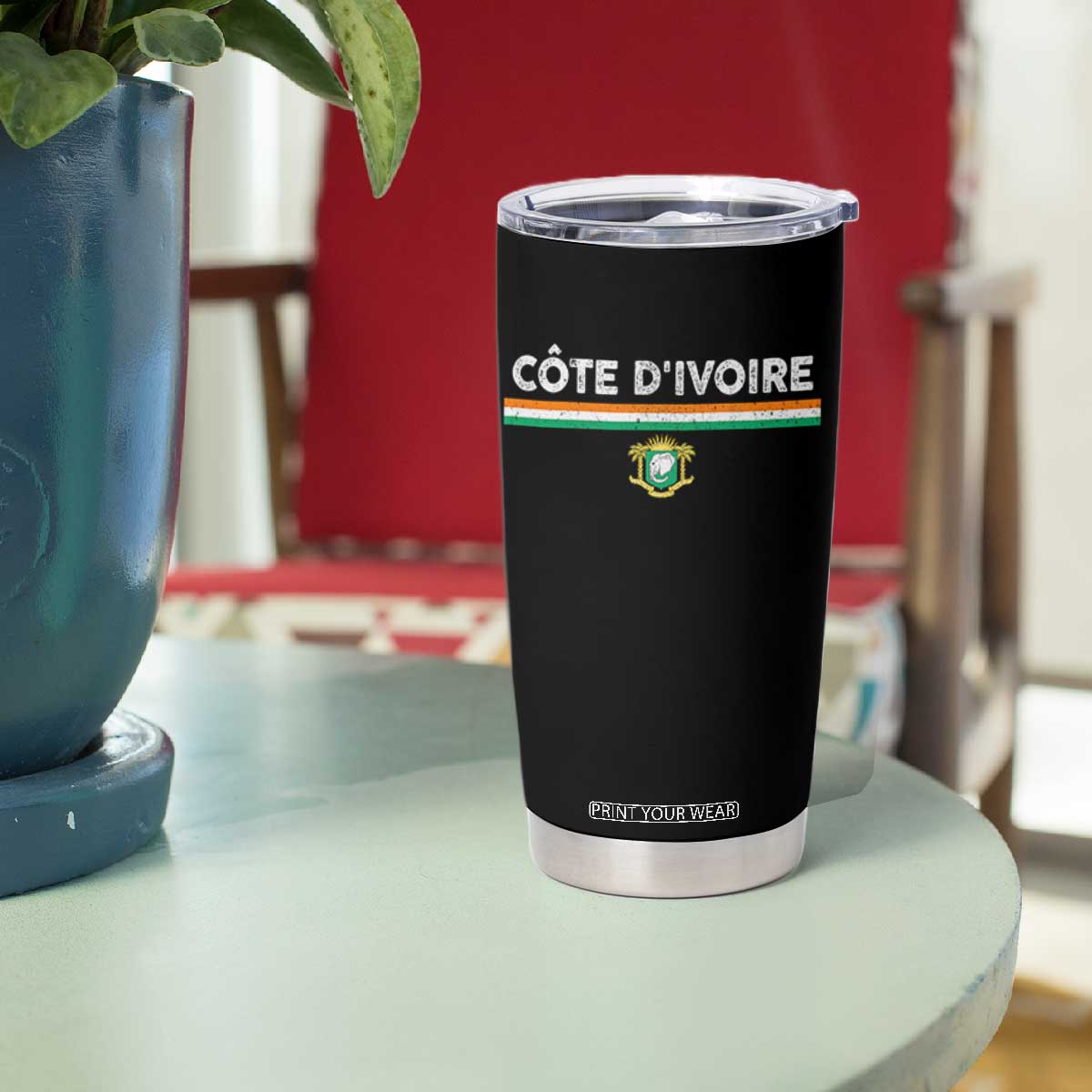Côte D'ivoire Elephant Sporty Ivory Coast Flag Tumbler Cup TS11 Print Your Wear