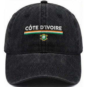 Côte D'ivoire Elephant Sporty Ivory Coast Flag Washed Cotton Baseball Cap