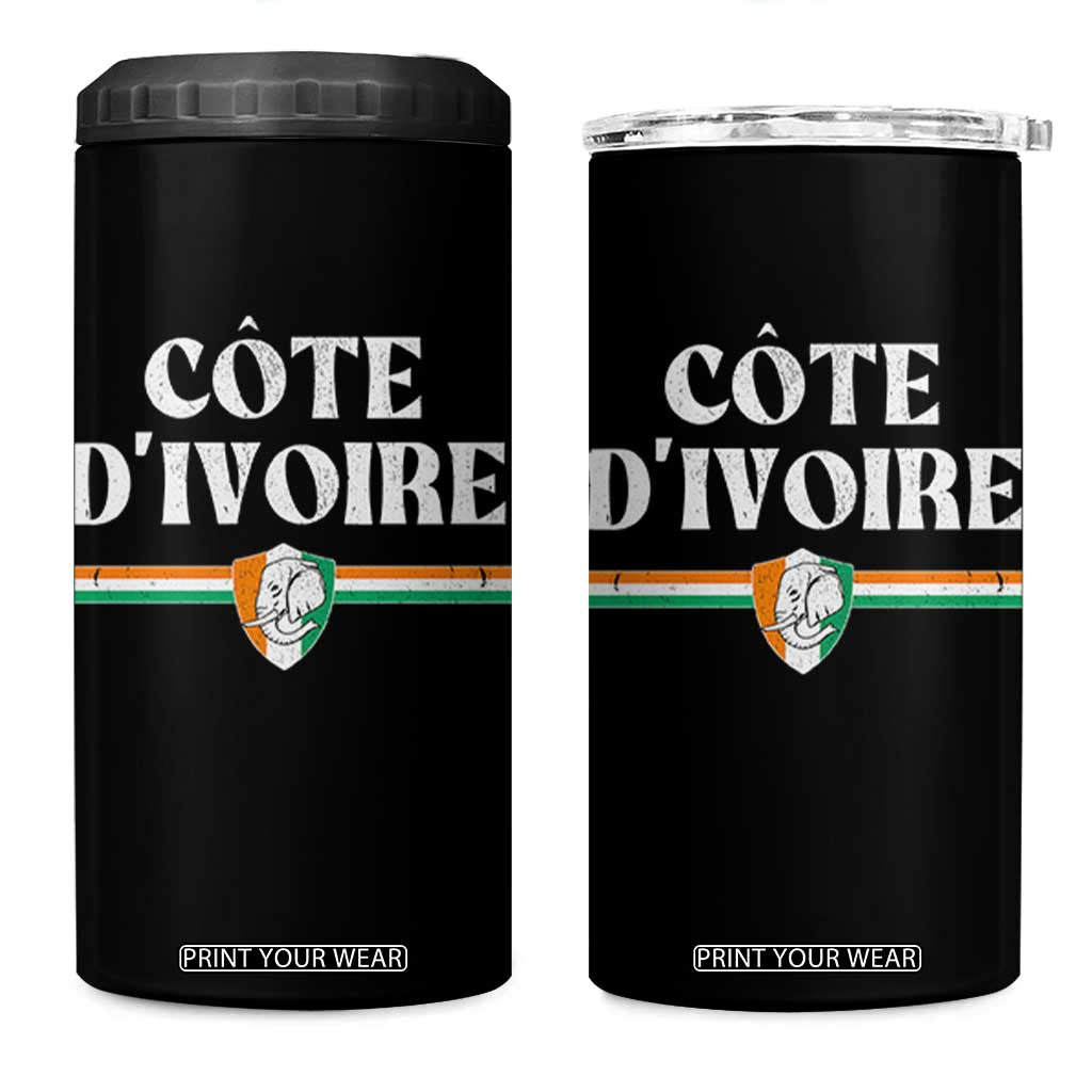 Côte D Ivoire 4 in 1 Can Cooler Tumbler Flag of Ivory Coast Elephant Crest Football