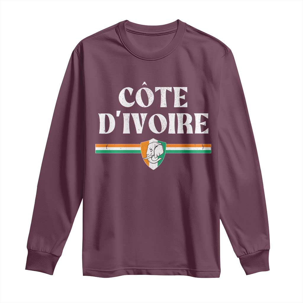 Côte D Ivoire Long Sleeve Shirt Flag of Ivory Coast Elephant Crest Football