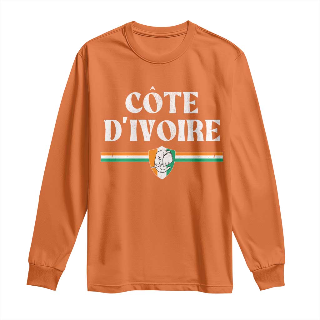 Côte D Ivoire Long Sleeve Shirt Flag of Ivory Coast Elephant Crest Football TS11 Orange Print Your Wear