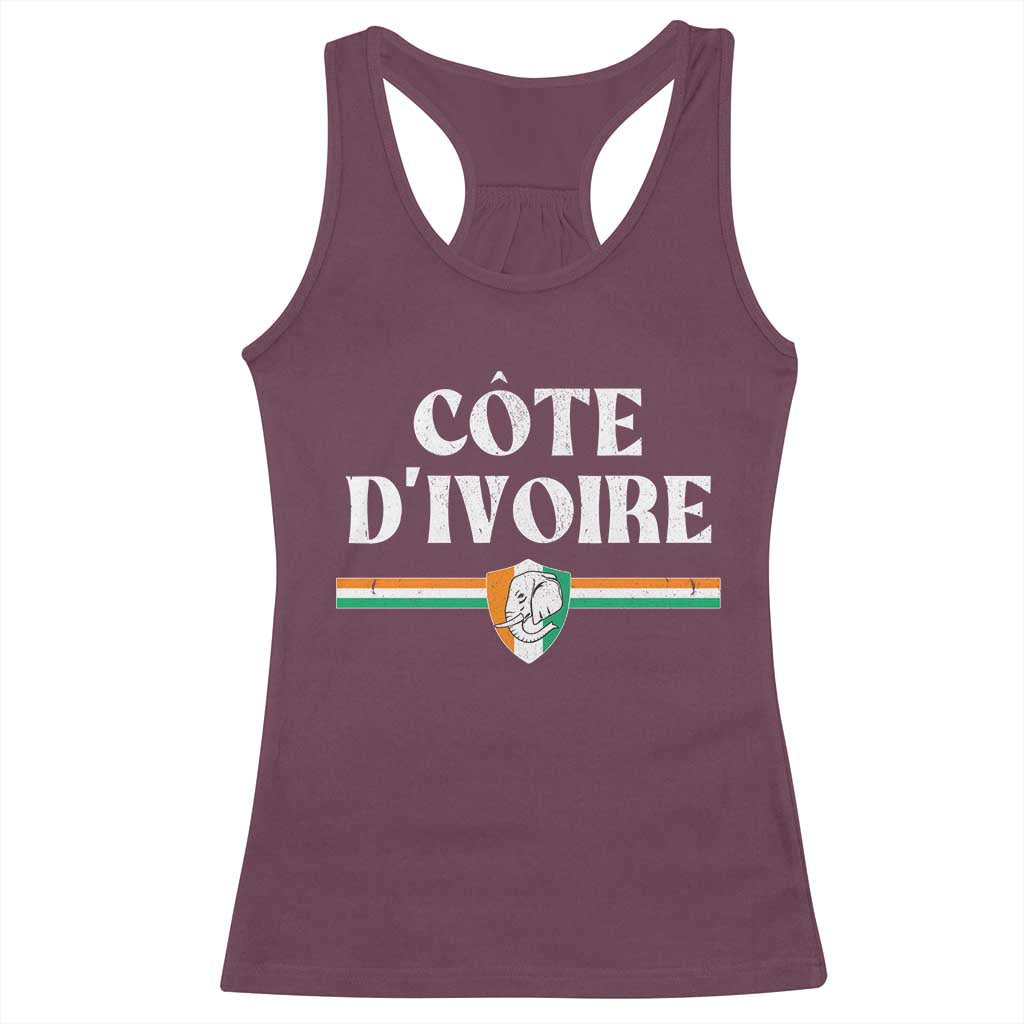 Côte D Ivoire Racerback Tank Top Flag of Ivory Coast Elephant Crest Football