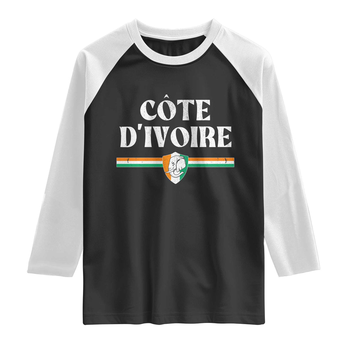 Côte D Ivoire Raglan Shirt Flag of Ivory Coast Elephant Crest Football