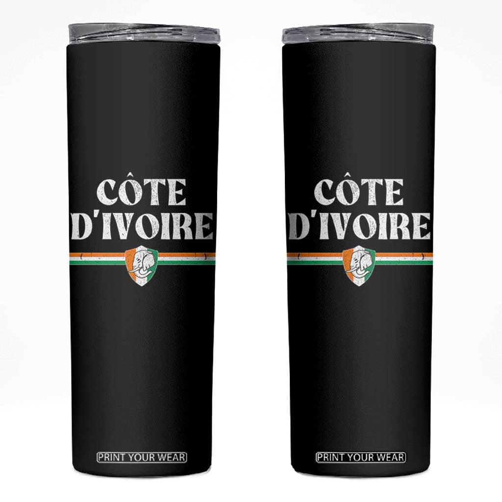 Côte D Ivoire Skinny Tumbler Flag of Ivory Coast Elephant Crest Football TS11 Black Print Your Wear