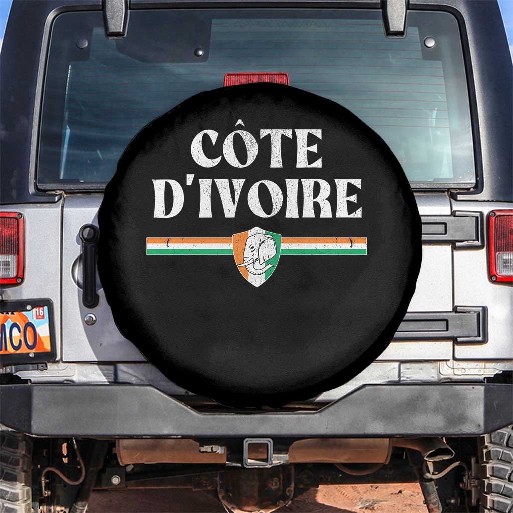 Côte D Ivoire Spare Tire Cover Flag of Ivory Coast Elephant Crest Football TS11 No hole Black Print Your Wear