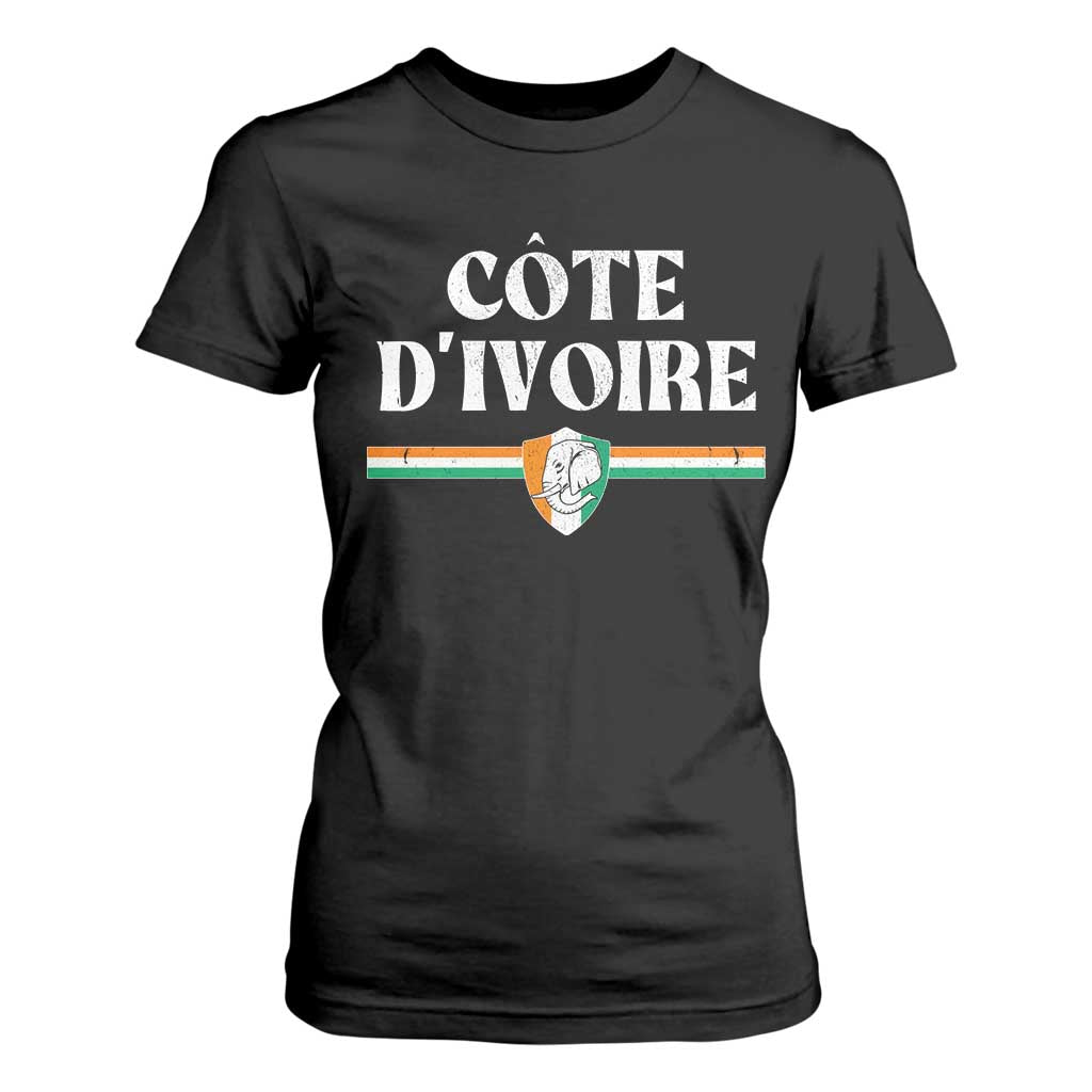 Côte D Ivoire T Shirt For Women Flag of Ivory Coast Elephant Crest Football