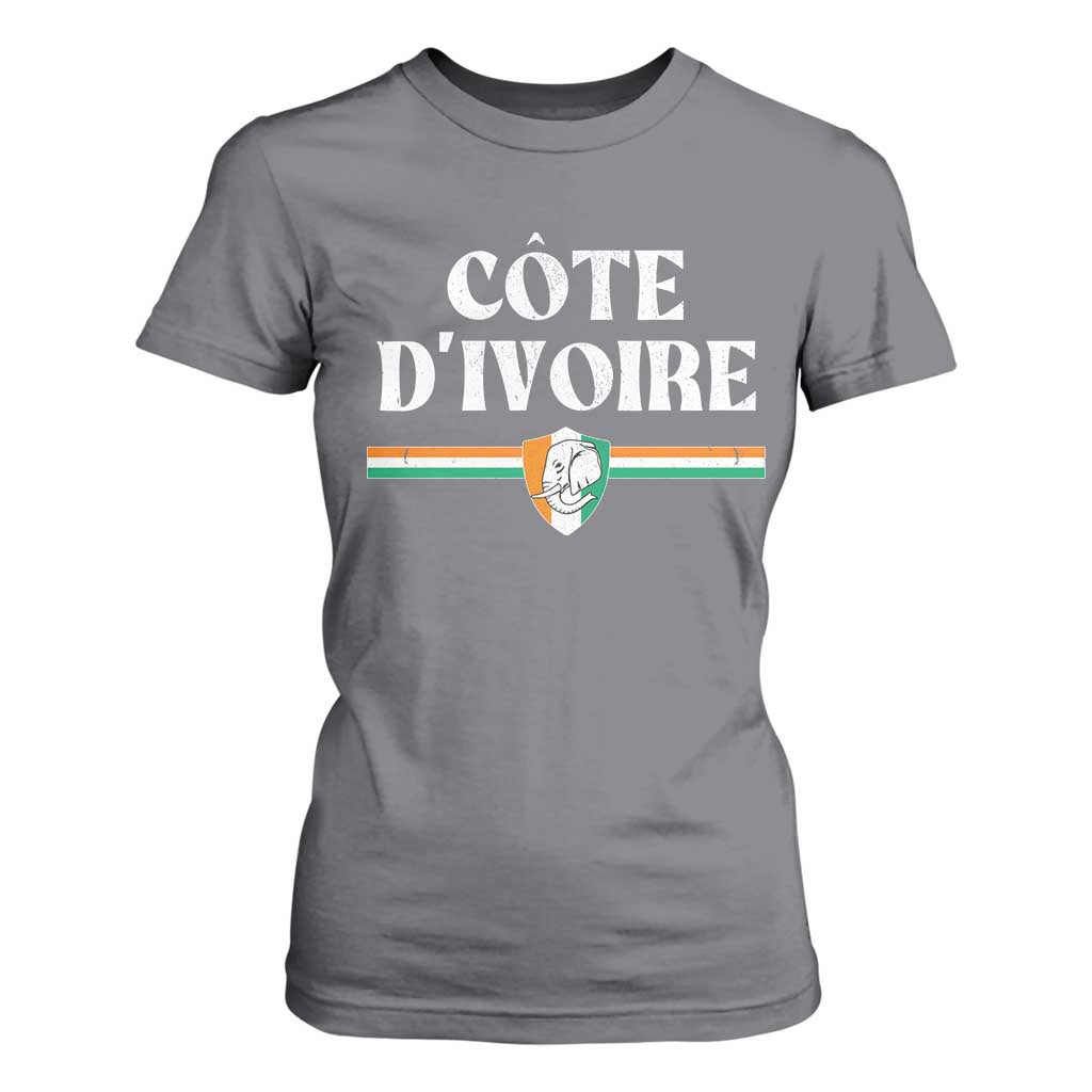 Côte D Ivoire T Shirt For Women Flag of Ivory Coast Elephant Crest Football