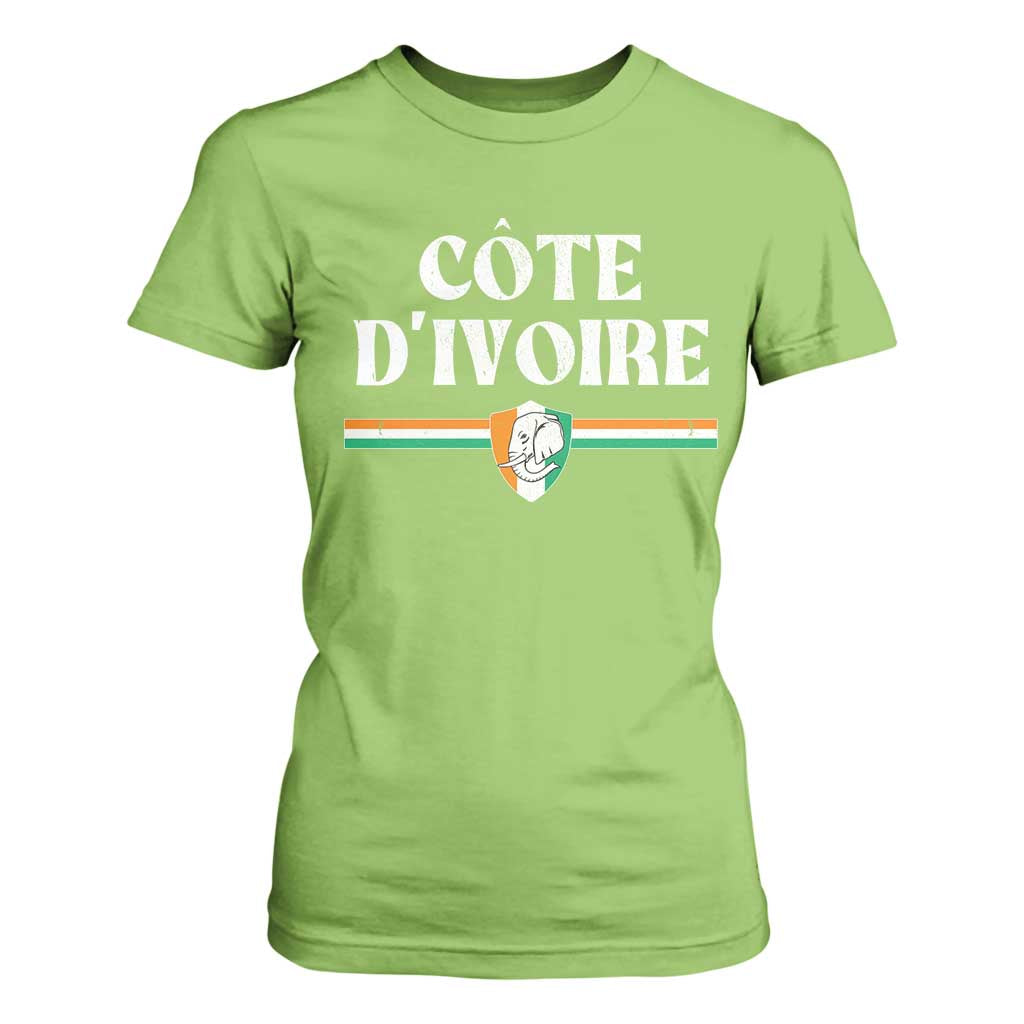 Côte D Ivoire T Shirt For Women Flag of Ivory Coast Elephant Crest Football