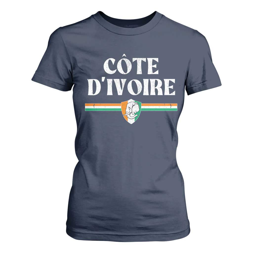 Côte D Ivoire T Shirt For Women Flag of Ivory Coast Elephant Crest Football
