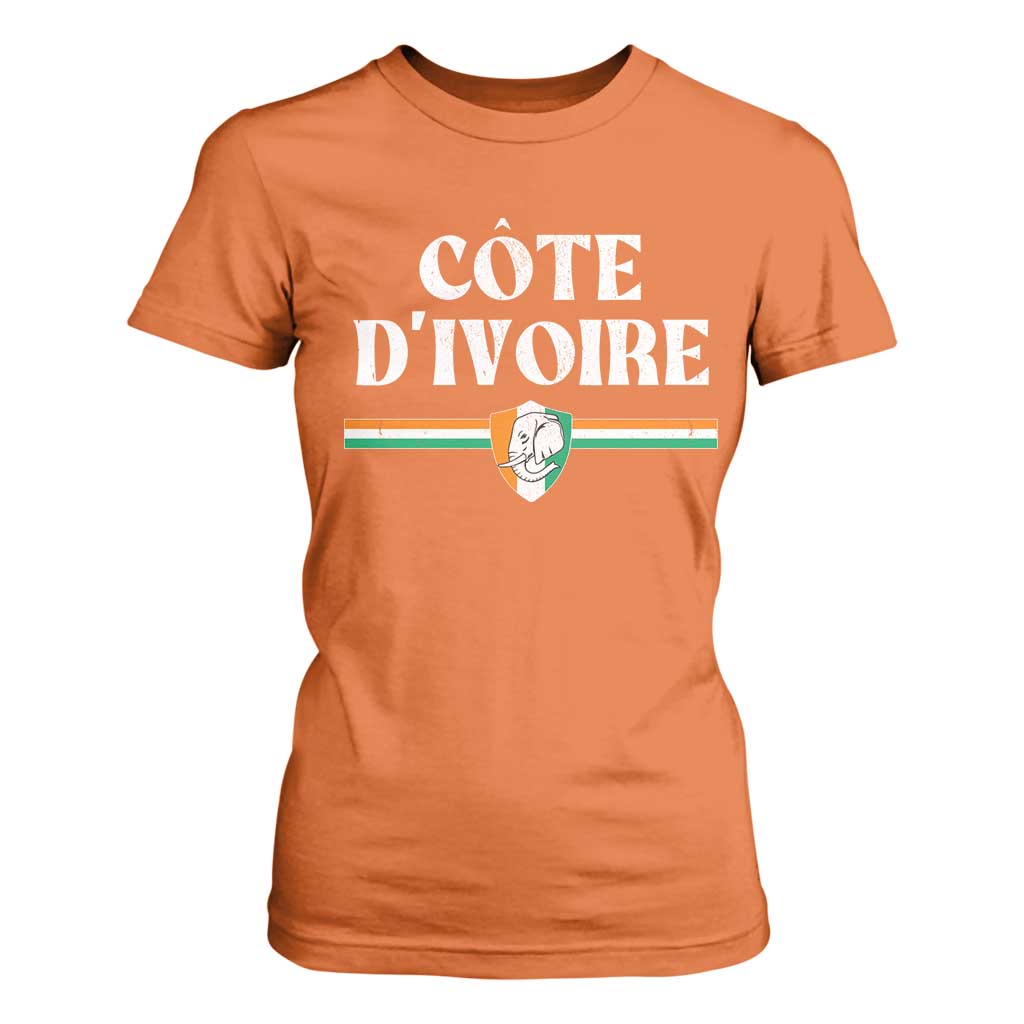 Côte D Ivoire T Shirt For Women Flag of Ivory Coast Elephant Crest Football