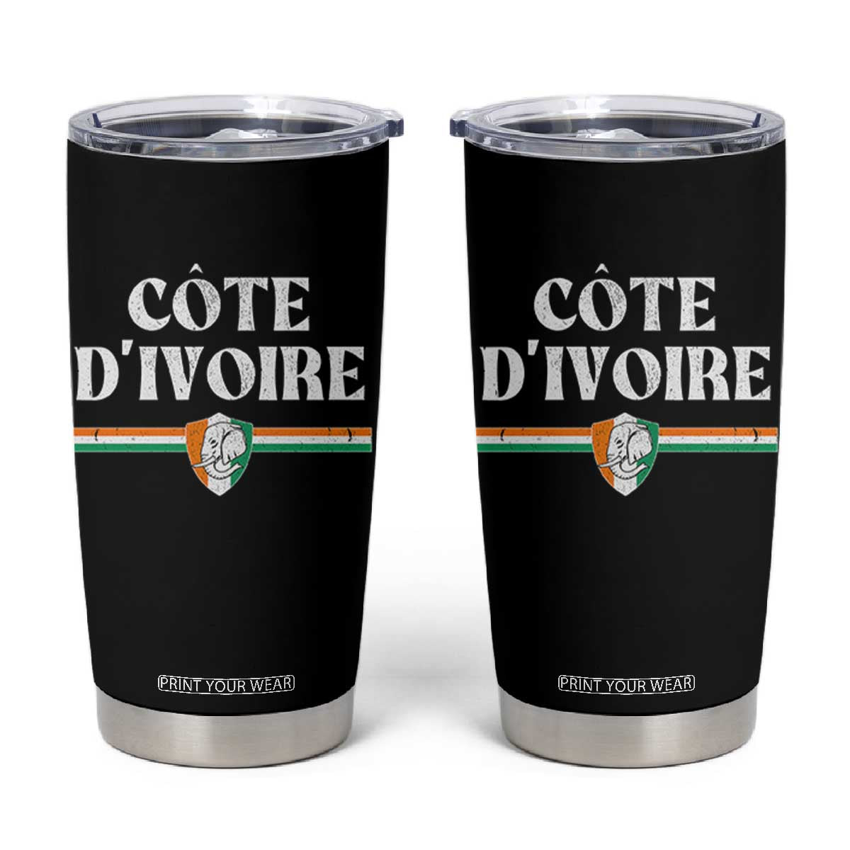 Côte D Ivoire Tumbler Cup Flag of Ivory Coast Elephant Crest Football TS11 Black Print Your Wear