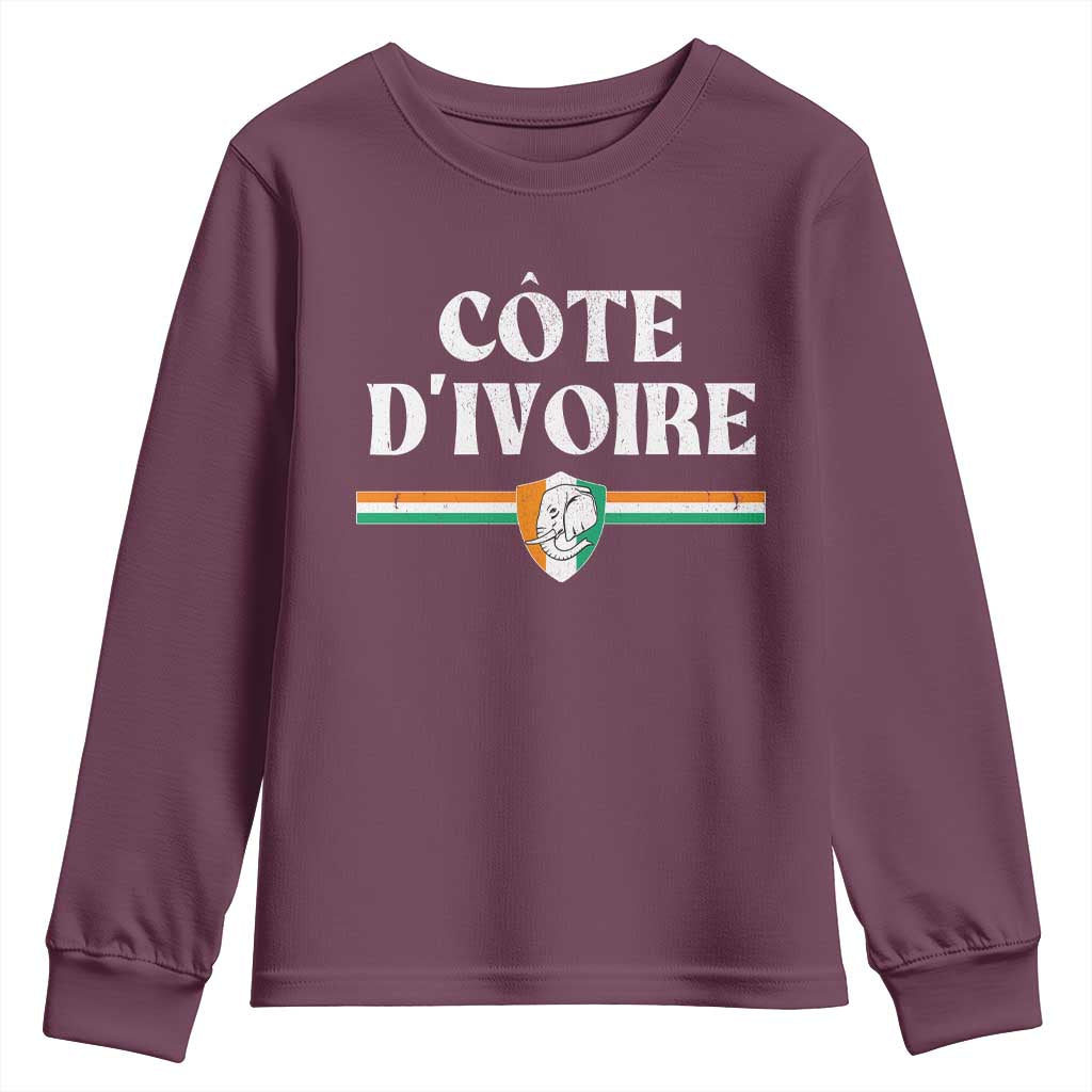 Côte D Ivoire Youth Sweatshirt Flag of Ivory Coast Elephant Crest Football