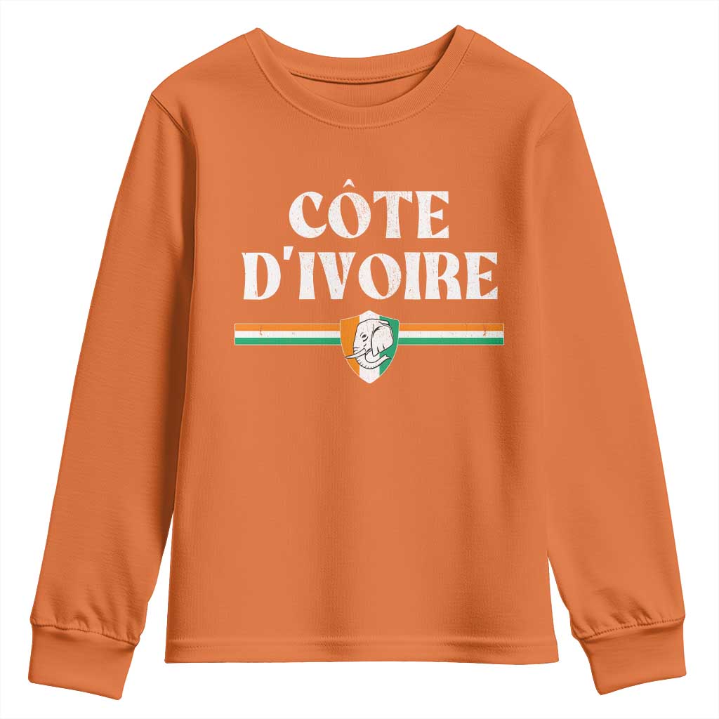 Côte D Ivoire Youth Sweatshirt Flag of Ivory Coast Elephant Crest Football