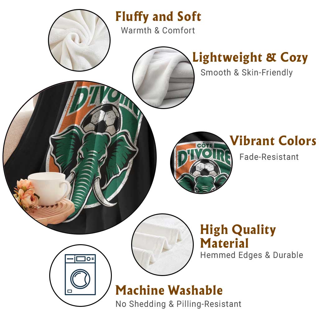 Côte D'ivoire Classic Ivory Coast Elephant Football Throw Blanket Ivorians Pride TS11 Print Your Wear