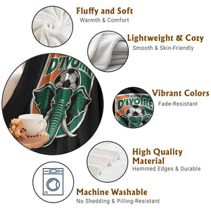 Côte D'ivoire Classic Ivory Coast Elephant Football Throw Blanket Ivorians Pride TS11 Print Your Wear