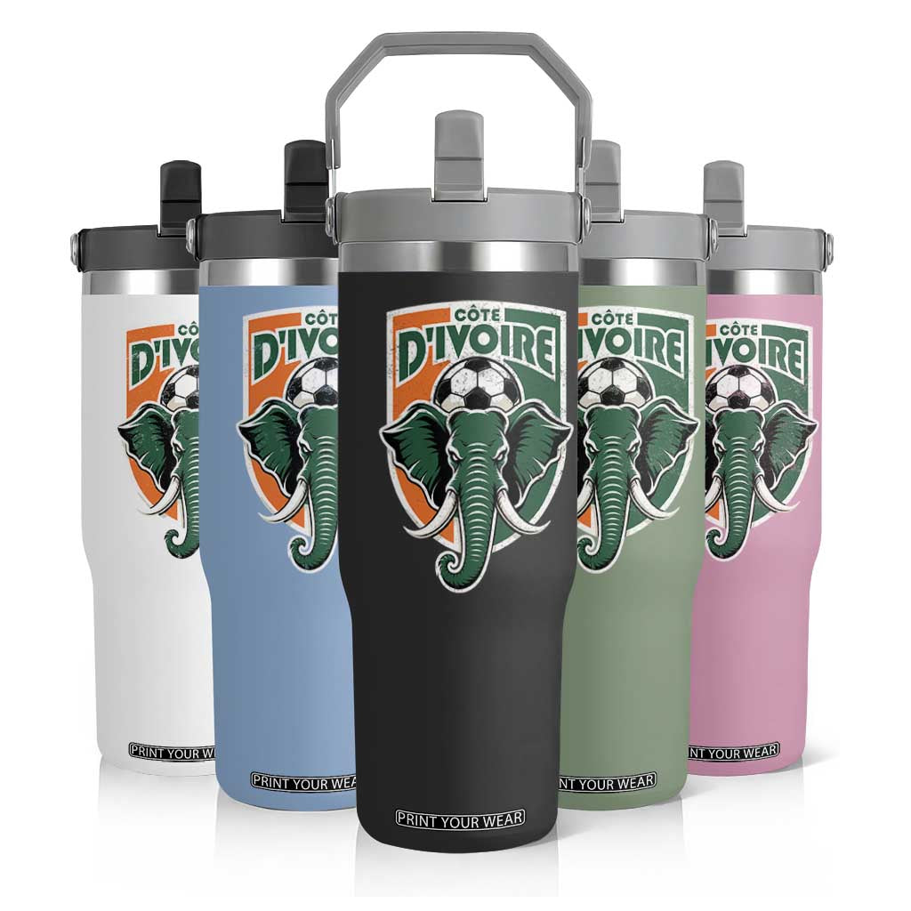 Côte D'ivoire Classic Ivory Coast Elephant Football Flip Straw Tumbler Ivorians Pride TS11 Print Your Wear