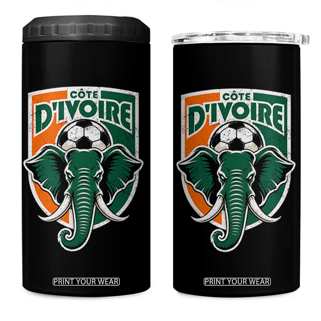 Côte D'ivoire Classic Ivory Coast Elephant Football 4 in 1 Can Cooler Tumbler Ivorians Pride TS11 One Size: 16 oz Black Print Your Wear