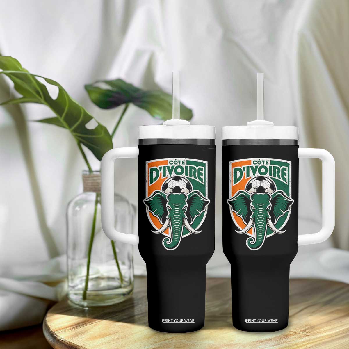 Côte D'ivoire Classic Ivory Coast Elephant Football Tumbler With Handle Ivorians Pride TS11 Print Your Wear