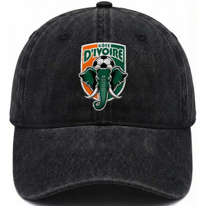 Côte D'ivoire Classic Ivory Coast Elephant Football Washed Cotton Baseball Cap Ivorians Pride