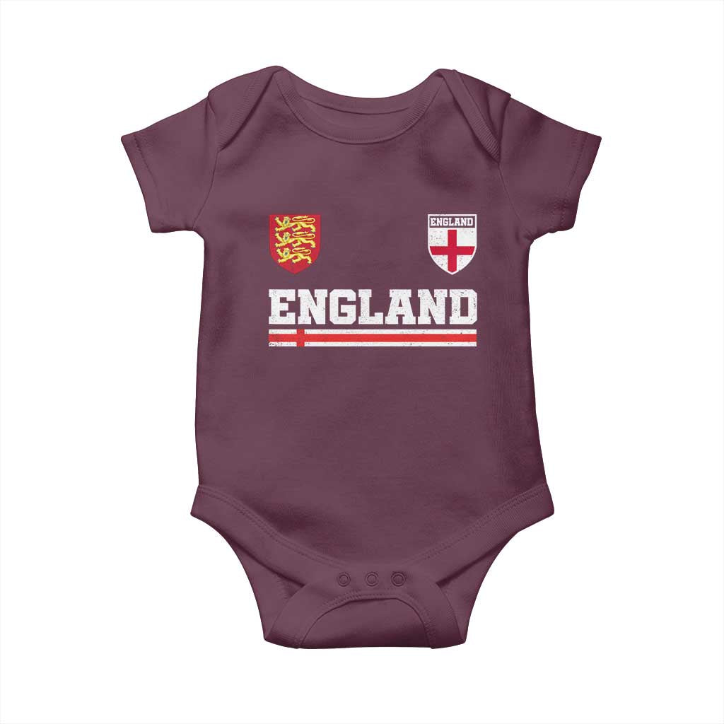 England Three Lions Symbol Red Cross Athletic Jersey Style Baby Onesie