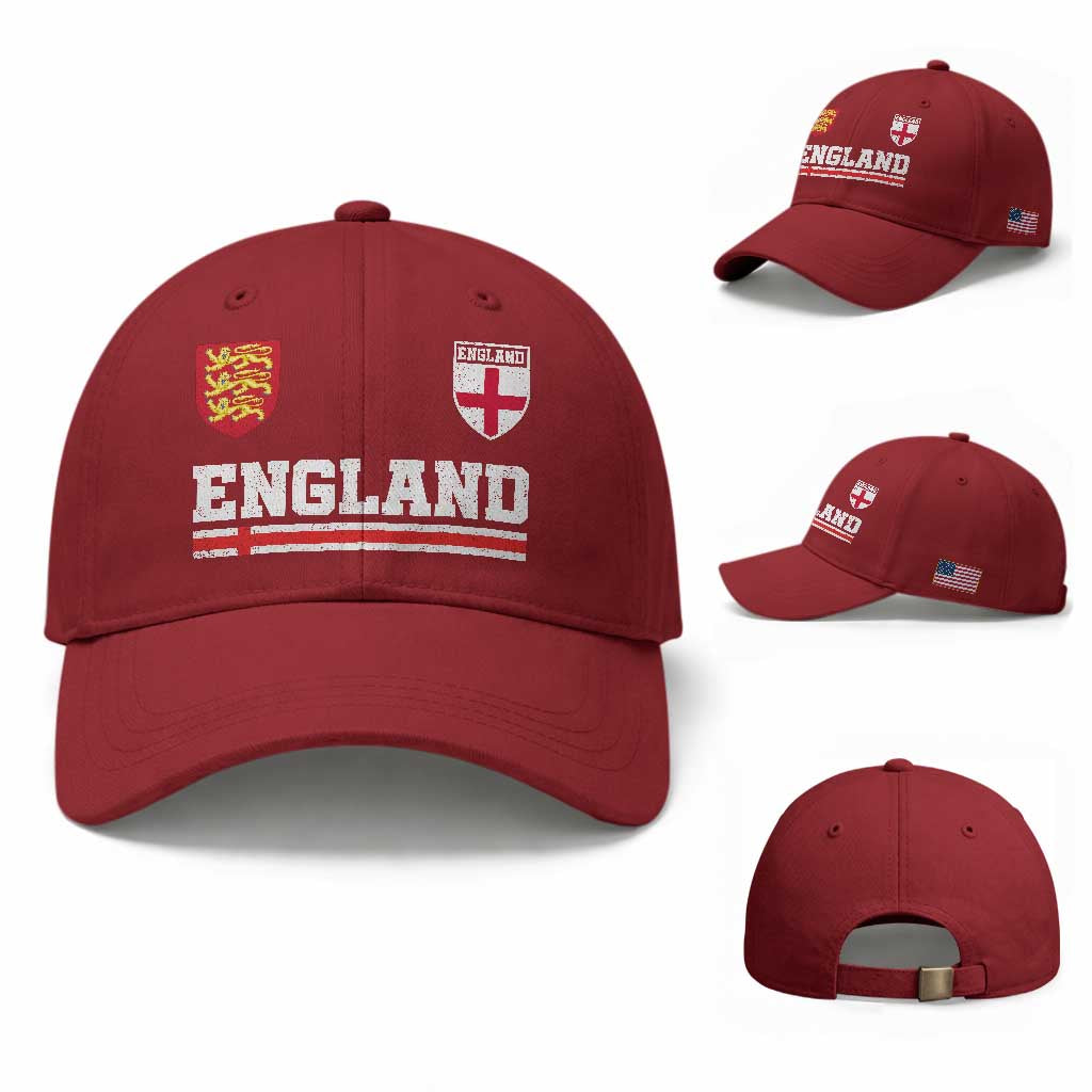 England Three Lions Symbol Red Cross Athletic Jersey Style Baseball Cap