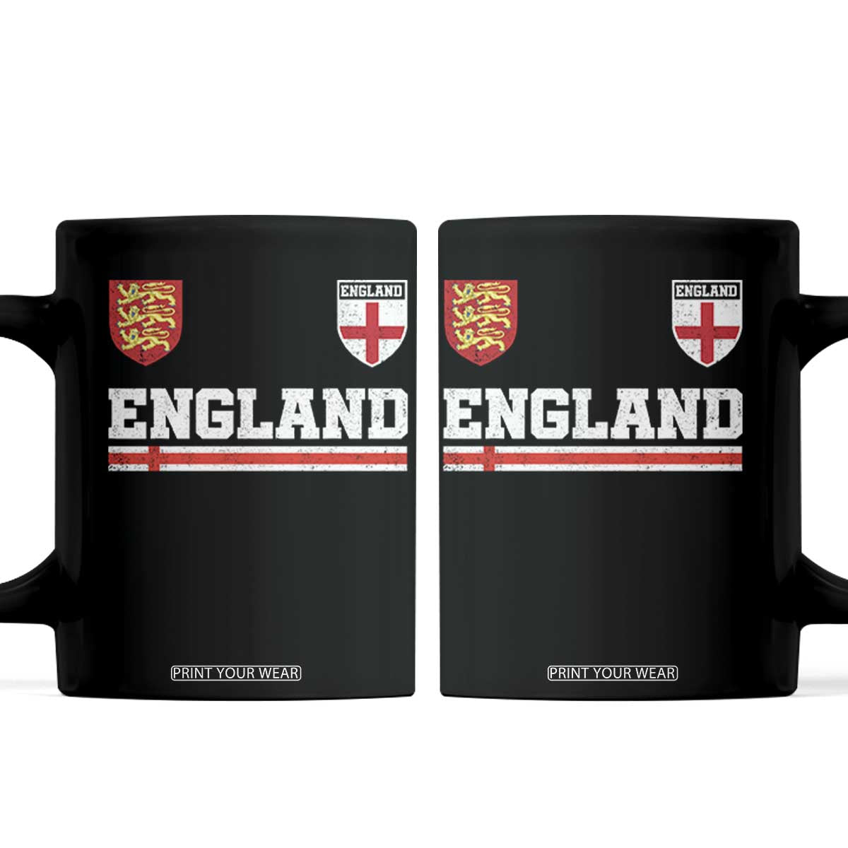 England Three Lions Symbol Red Cross Athletic Jersey Style Coffee Mug TS11 Black Print Your Wear