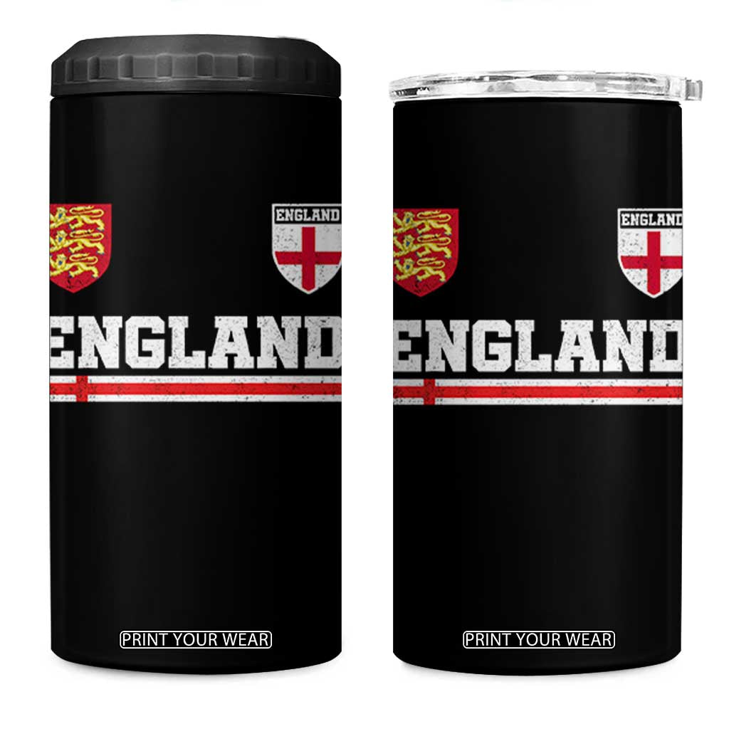 England Three Lions Symbol Red Cross Athletic Jersey Style 4 in 1 Can Cooler Tumbler TS11 One Size: 16 oz Black Print Your Wear