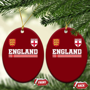 England Three Lions Symbol Red Cross Athletic Jersey Style Ceramic Ornament