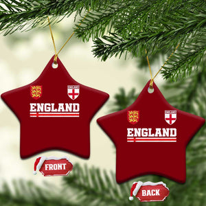 England Three Lions Symbol Red Cross Athletic Jersey Style Ceramic Ornament