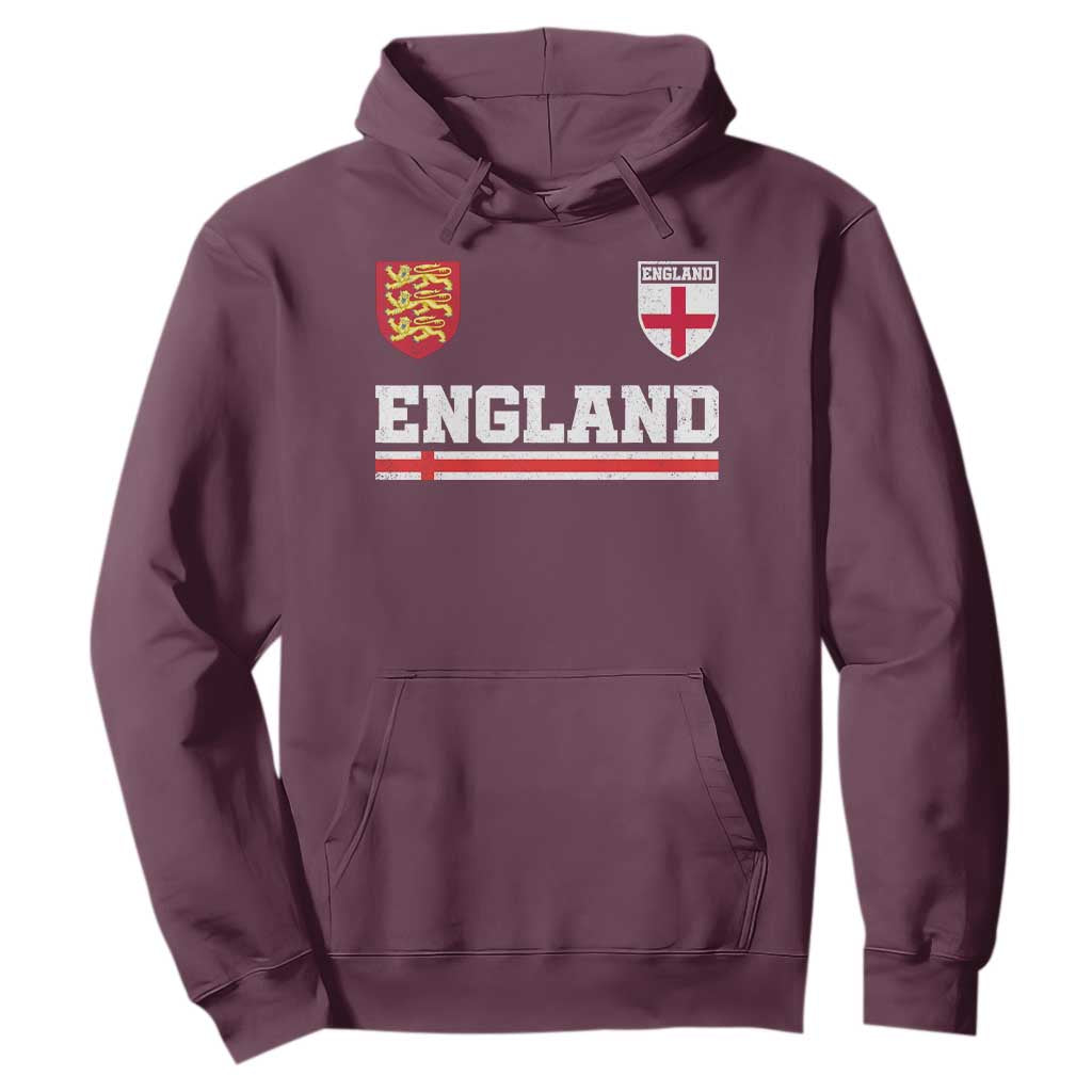 England Three Lions Symbol Red Cross Athletic Jersey Style Hoodie