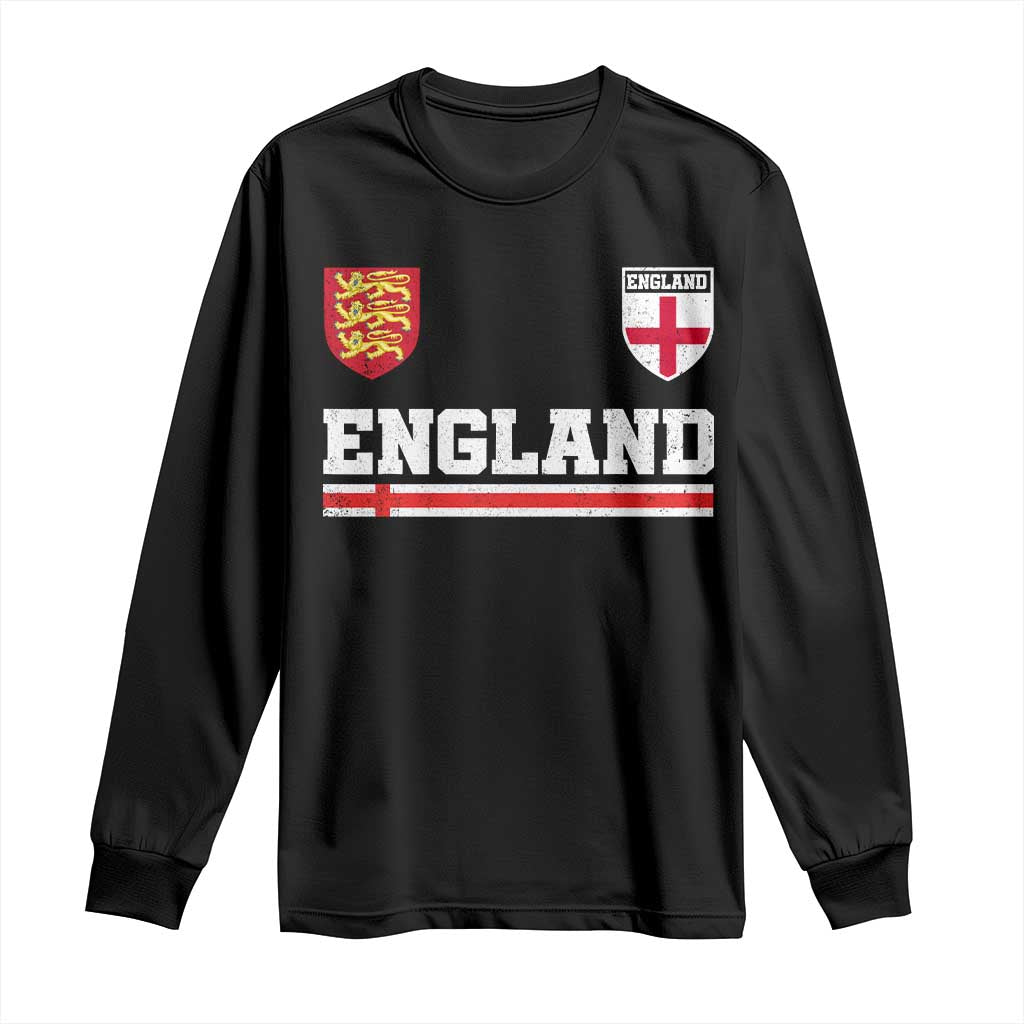 England Three Lions Symbol Red Cross Athletic Jersey Style Long Sleeve Shirt
